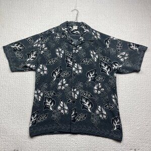 Y2K 725 Originals Mens L Hawaiian Tribal Print Button up Shirt Grey / Black